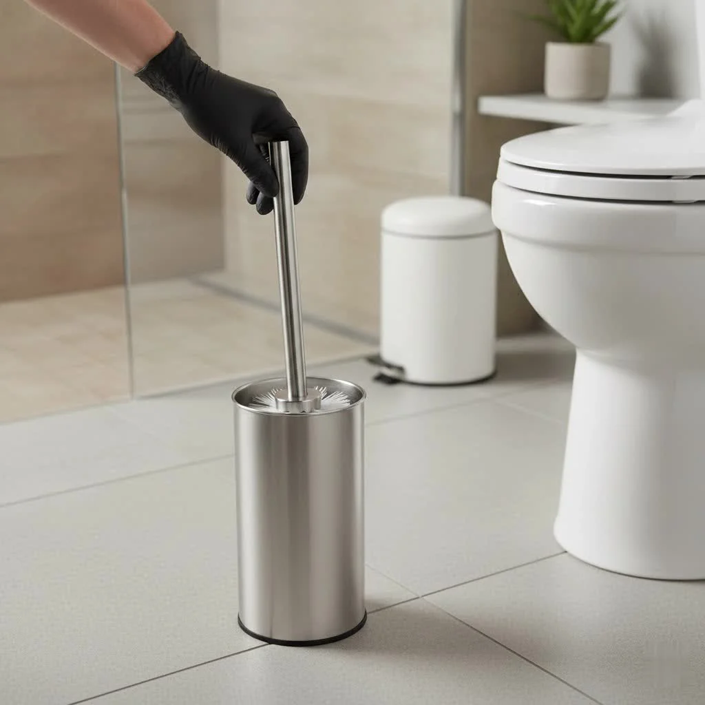 Toilet plunger brush set with holder