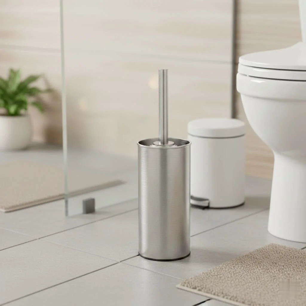 Stylish toilet brush with a sleek design and hidden holder