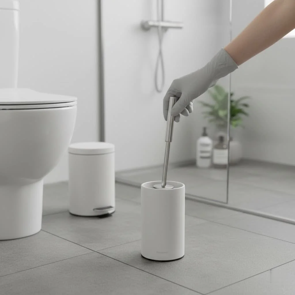 Ceramic toilet brush holder for bathroom hygiene